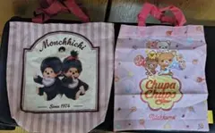 リラックマ×チュッパチャプス・ Monchhichi ピンク トートバッグ