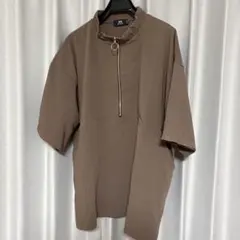 HARE ハーフジップブラウンシャツ