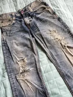 送料込み★EDWINブルートリップ503クラッシュ仕様ダメージデニムsize30