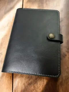 B6 黒　ノートカバー　手帳カバー　総手縫い　レザークラフト　ヌメ　牛革