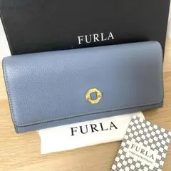 美品 FURLA フルラ クラシック ラウンドファスナー 長財布 レザー グレーのサムネイル