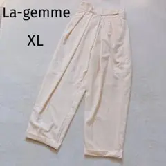 ラジエム ワイドタックパンツ アイボリー系 ウエストマジックテープ XL
