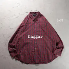 Haggar 長袖シャツ チェック　レトロレッド