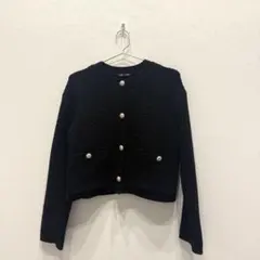 GU ダブルポケットニットジャケット ブラック M