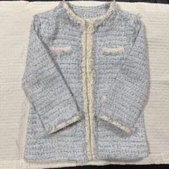 Chesty ツイード ノーカラージャケット ブルー　サイズ0