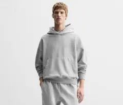 ZARA ボクシーフィットウォッシュド加工フーディ パーカー XLサイズ