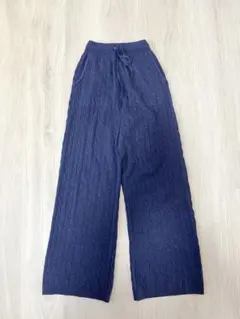 ユニクロ ウォッシャブルニットケーブルパンツ リブニット ニットリブパンツ S