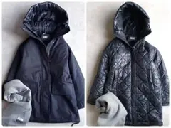 美品▲定価9.7万▲DUNO/リバーシブルキルティングコート▲紺色　サイズ40