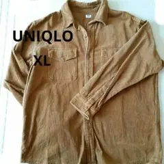 【ユニクロ】ブラウン コーデュロイ ボタン付きシャツ　XL
