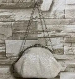 アイボリー ビーズ クラッチバッグ