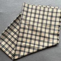 生地 はぎれ ベージュ ブラック ポリエステル チェック柄　ハンドメイド