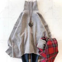 ビューティーアンドユース ウールカシミヤ アクア ルーズタートルネックニット