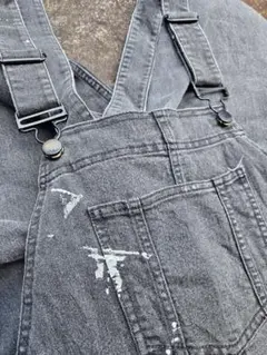 USA古着 オールドGAP？ ブラックデニム オーバーオール W34～36相当