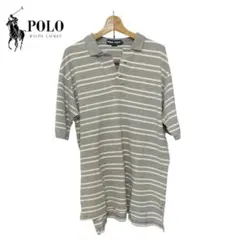 90S ヴィンテージ ポロラルフローレン ボーダーグレー ポロシャツ サイズXL