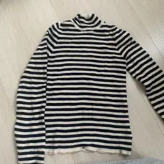 GRL 黒と白のストライプ タートルネック M