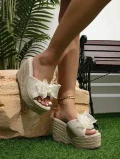 ❤︎ SHEIN サンダル 厚底サンダル リボン パール かわいい ミュール ❤︎