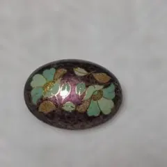 七宝焼 景泰蓝 フラワー ブローチ 紫 花柄 ヴィンテージ 和装 着物