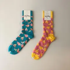 2足❣️新品⭐️ Happy Socks ハッピーソックス バナナ柄 メンズ 靴下