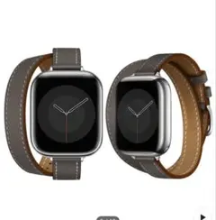 Apple Watch用 グレー レザーバンド