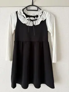 フリル襟 Aラインワンピース 黒と白