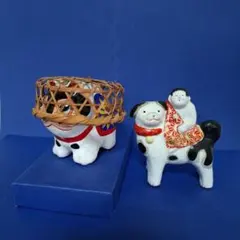 郷土玩具 犬の置物 「江戸犬張子」「中野土人形」の2体セット
