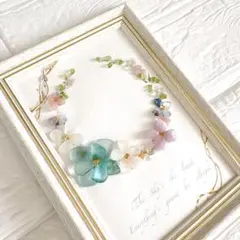 シーグラスアート　フラワーリース　アレンジメント　枯れないお花