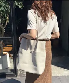 lattice シンプルタックトートバッグ　アイボリー