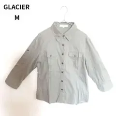 【美品】GLACIER グラシア シャツブラウス 長袖 カーキ M ハニーズ