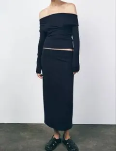 新品 完売品 ZARA ソフトインターロックアシンメトリートップス