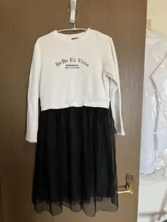BeBe チュールワンピース 150cm ホワイト・ブラック