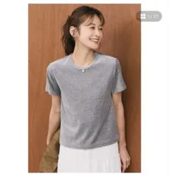 【Lサイズ】cocaコットンベロアコンパクトTシャツ グレー