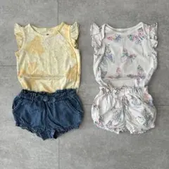 ベビーギャップ、花柄・蝶柄ロンパースセット（~95cm）