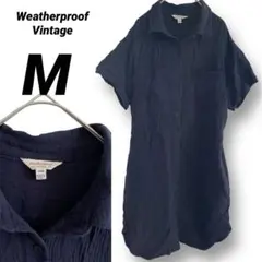 Weatherproof Vintage ネイビーシャツコットンワンピース M