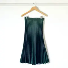 【極美品】ZARA 光沢プリーツスカート ロング 深緑 レディース XS 上品のサムネイル