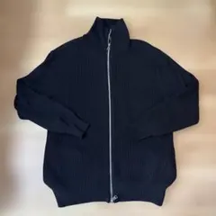 ZARA ジップアップ リブニット セーター ブラック Mのサムネイル