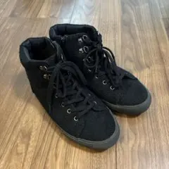 niko andブラック ハイカットスニーカーブーツウール風生地　L