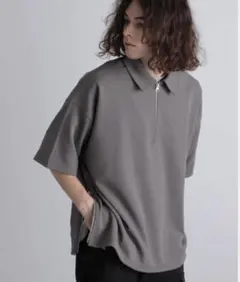 【HARE】 サイドスリットハーフZIPカットソー