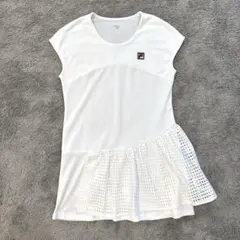 FILAフィラ　テニスウェア　ワンピース　チュニック　メッシュフリル付き　白　L