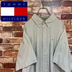 ◆トミーヒルフィガー◆メンズ/ストライプ/半袖/シャツ/XL
