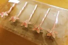 花の形状 ピンク ヘアピン 5個セット