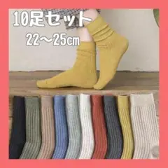 靴下 10足 オールシーズン 無地 リブソックス カジュアル 22～25cm