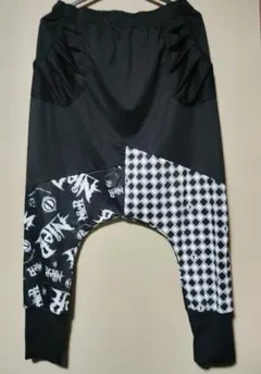 【NieR clothing】ロゴ✕チェックサルエルパンツアシンメトリック