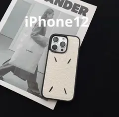 〈5月1日発送〉ホワイトレザー風iPhone 12スマホケース