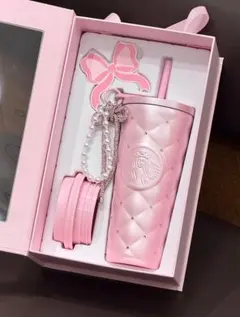 中国スターバックス　ステンレスタンブラー　ラインストーン　バレンタイン　チャーム