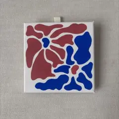 アートパネル ピンクと青の花模様 抽象画 インテリア 壁飾り