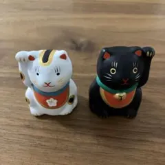 おかげ横丁 招き猫 白黒セット