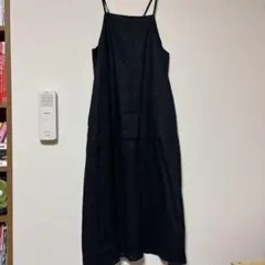 LOWRYS FARM ブラックキャミワンピース 麻100% F