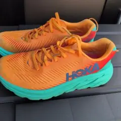 HOKA ランニングシューズ 7.5 US オレンジ/グリーン
