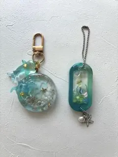 レジンキーホルダー　海イメージ　2つセット