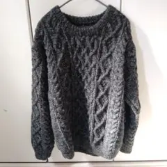 PHERROW'S ケーブルニット Lサイズ グレー（濃いめ）